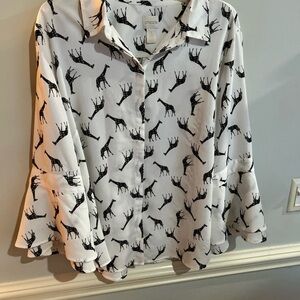 Chico's Monochrome Animal Print Blouse